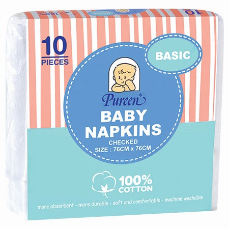 PUREEN BABY NAPKINS CHECKED (BASIC) (NCB 06)